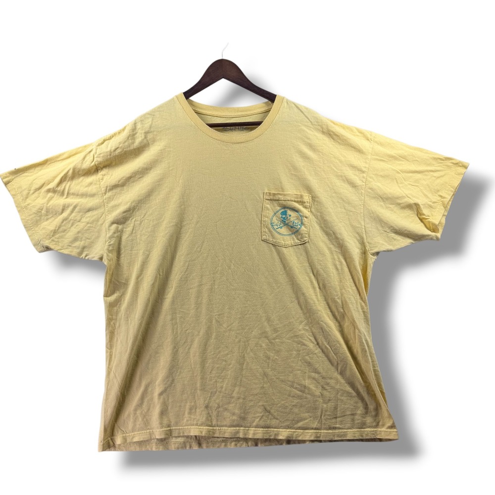 Salt Life Mens XXL Yellow Short Sleeve Pocket T-Shirt Skull Fishing Graphic Tee